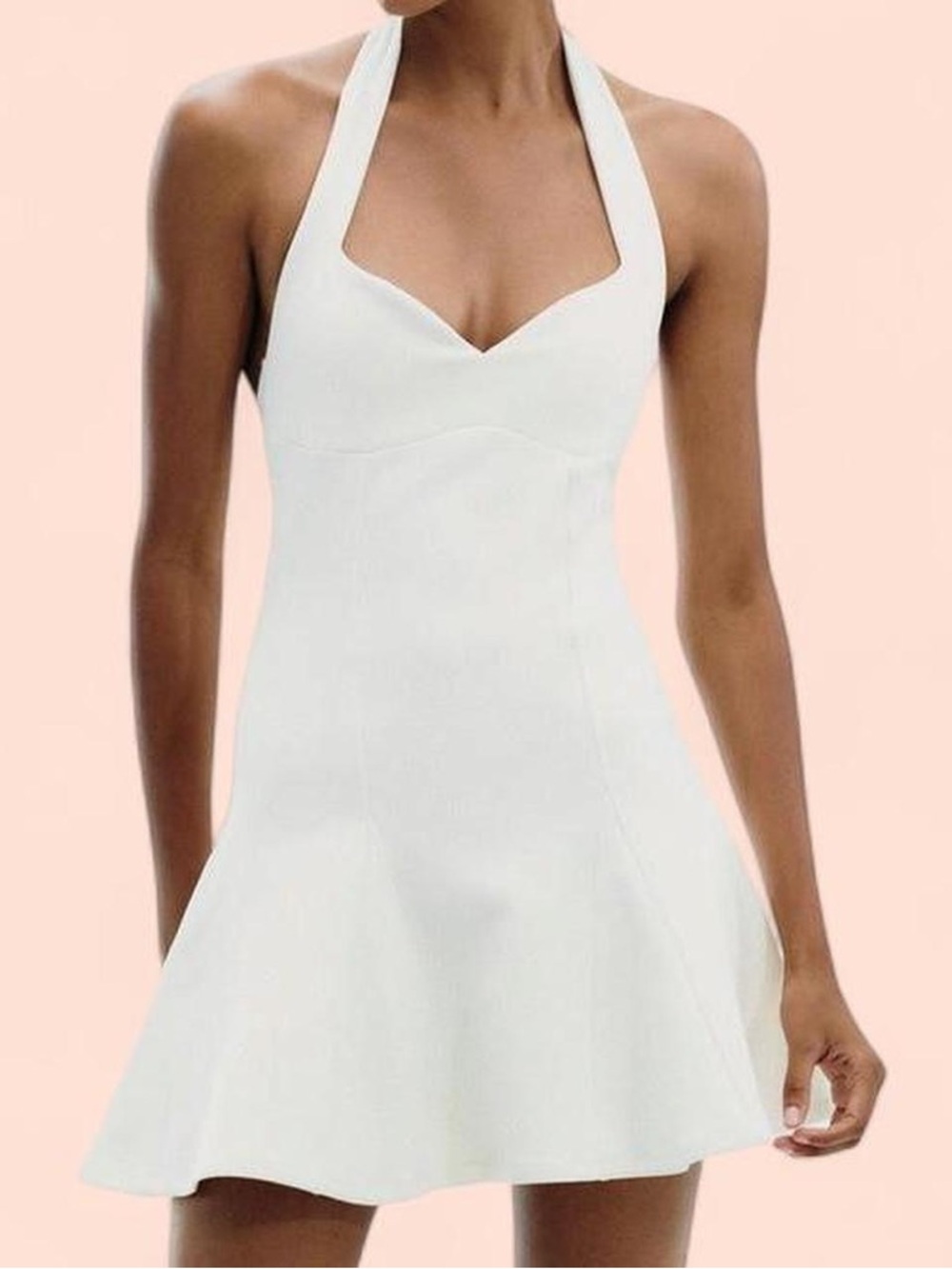 Zara Off White Halter Mini Dress